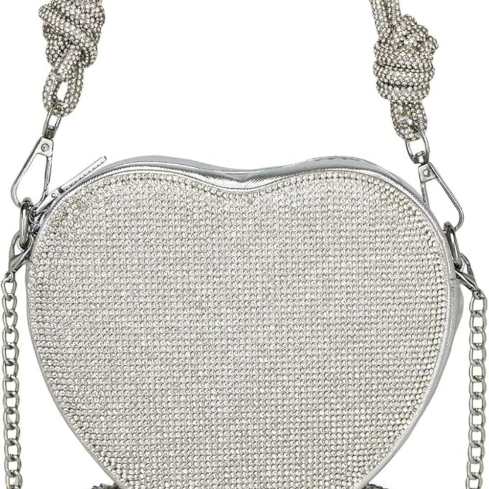 Crossbody Heart Purse Evening Clutch Small Shoulder Purse Rhinestone